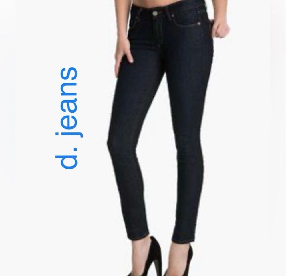 Womens d. Jeans Mid Rise Dark Wash High Rise Skinny Jeans - Sz 6